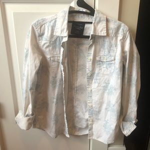 Floral denim shirt